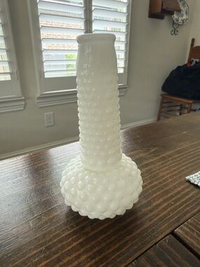 White Hobnail Glass Bud Vase - Brand Unspecified